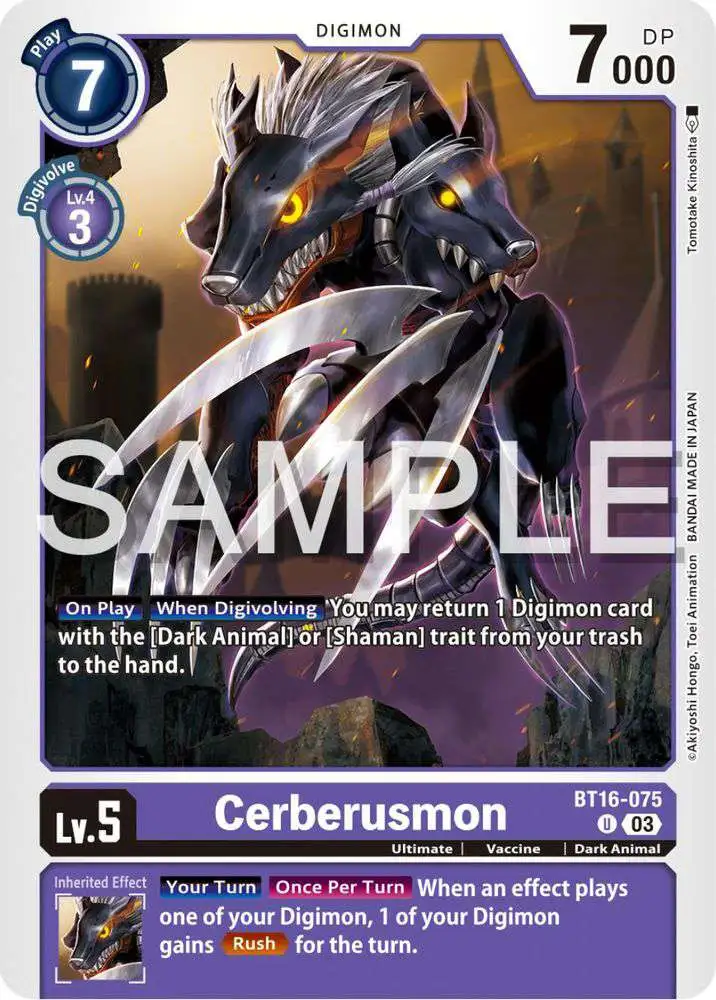 Digimon Trading Card Game Beginning Observer Uncommon Cerberusmon BT16-075