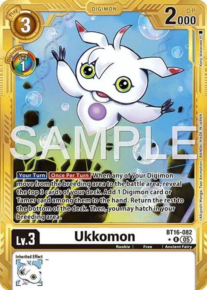 Digimon Trading Card Game Advanced Booster Digimon Generation Single Card  Rare Ukkomon BT16-082 Gold Border - ToyWiz