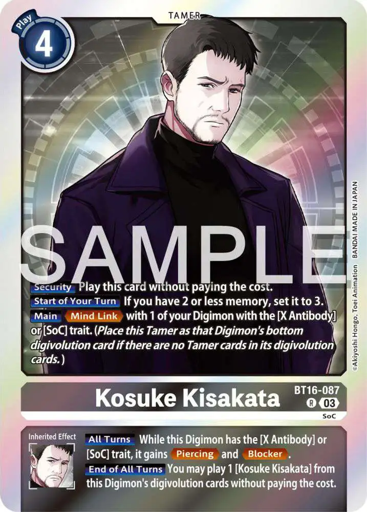 Digimon Trading Card Game Beginning Observer Rare Kosuke Kisakata BT16-087