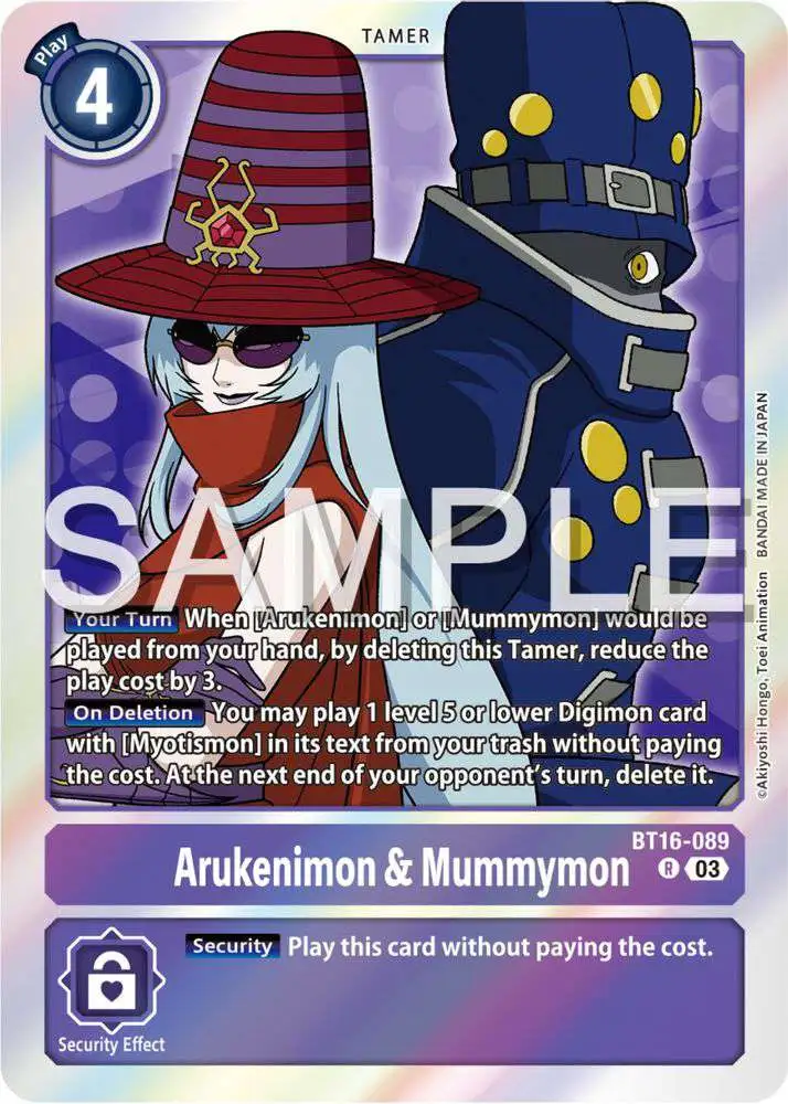 Digimon Trading Card Game Beginning Observer Rare Arukenimon & Mummymon BT16-089
