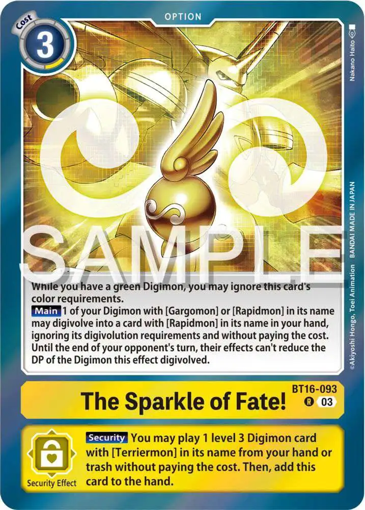 Digimon Trading Card Game Beginning Observer Rare The Sparkle of Fate!  BT16-093