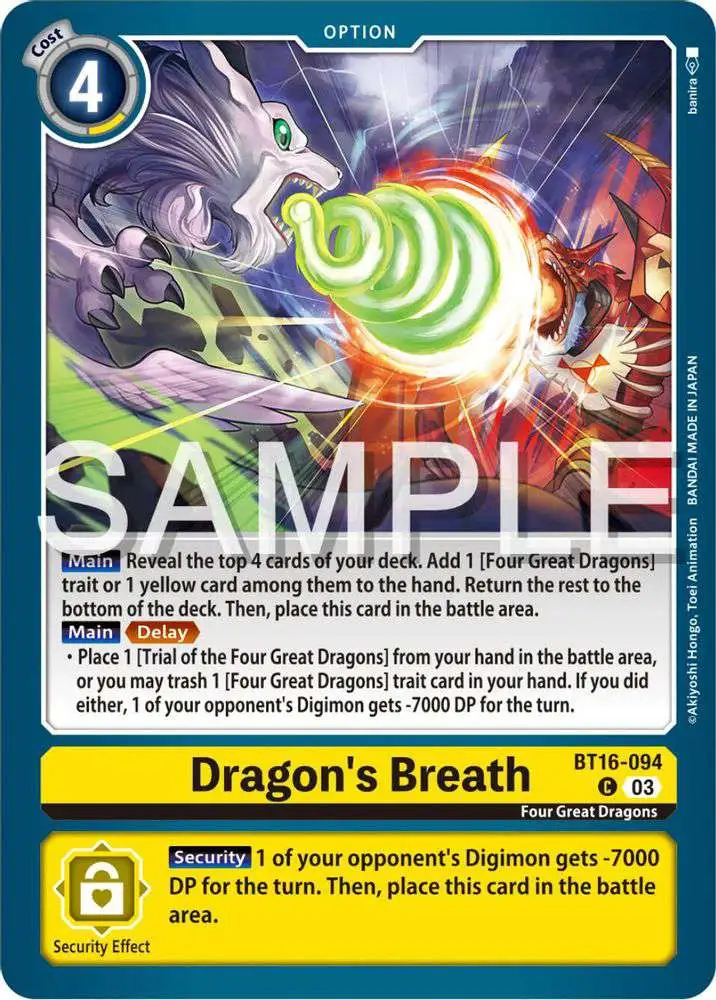 Digimon Trading Card Game Beginning Observer Common Dragon's Breath BT16-094