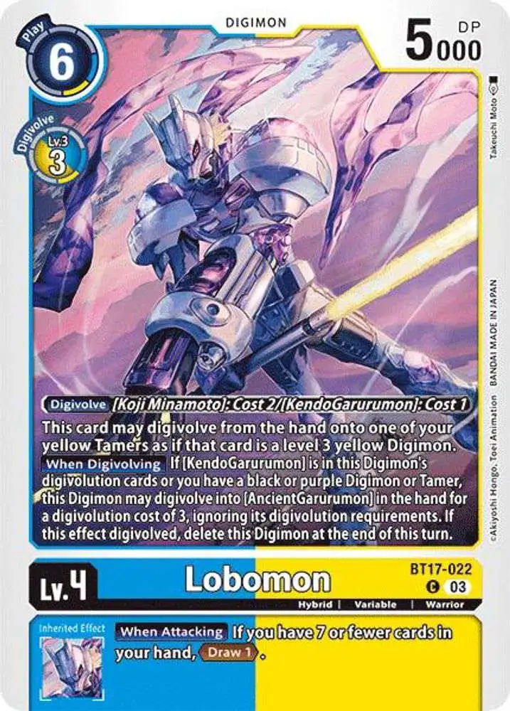 Digimon Trading Card Game Secret Crisis Common Lobomon BT17-022