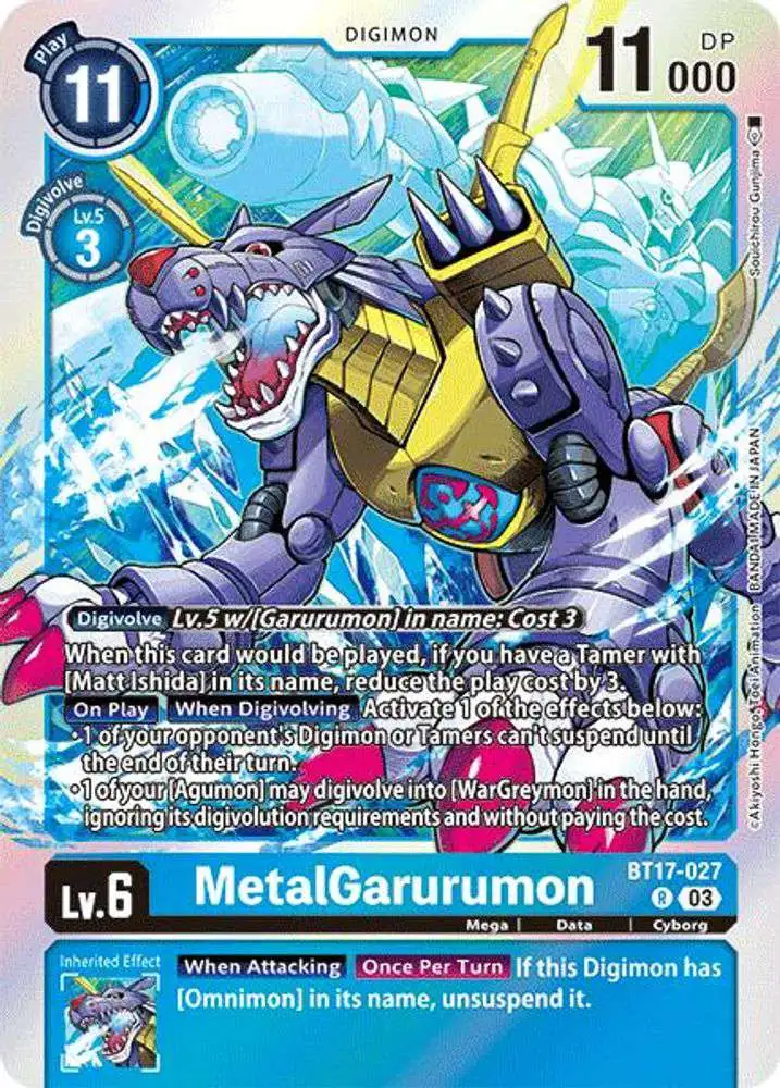 Digimon Trading Card Game Secret Crisis Rare MetalGarurumon BT17-027