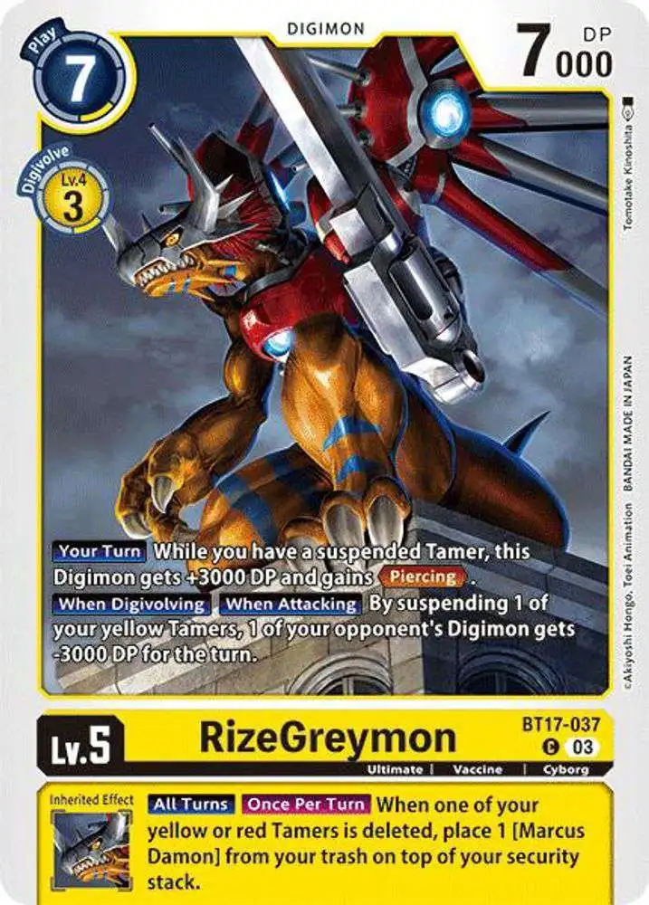 Digimon Trading Card Game Secret Crisis Common RizeGreymon BT17-037