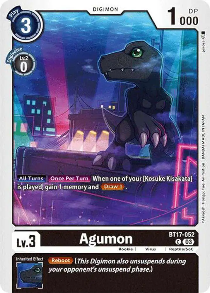 Digimon Trading Card Game Secret Crisis Common Agumon BT17-052