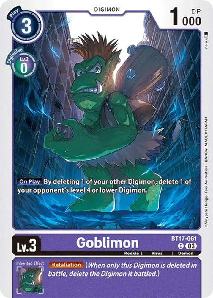 Digimon Trading Card Game Secret Crisis Common Goblimon BT17-061