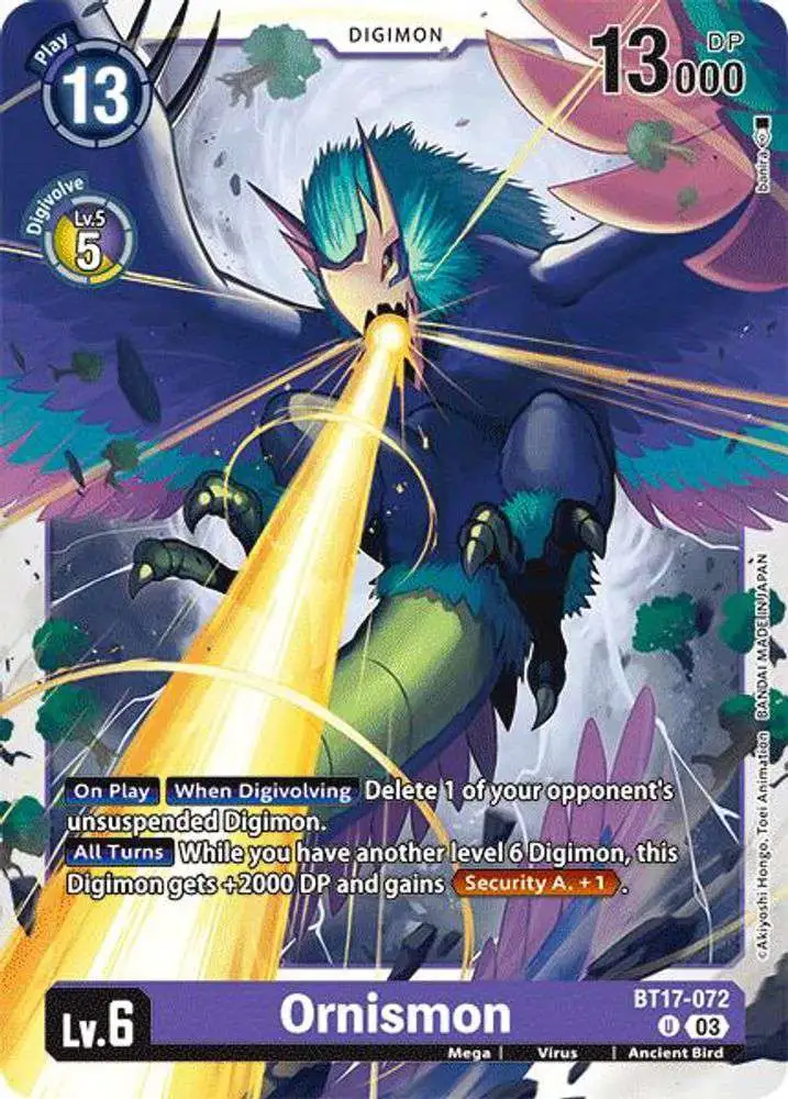Digimon Trading Card Game Secret Crisis Uncommon Ornismon BT17-072