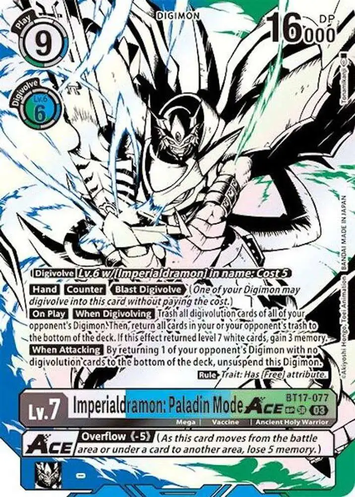 Digimon Trading Card Game Secret Crisis Special Rare Imperialdramon: Paladin Mode ACE BT17-077 [Textured]