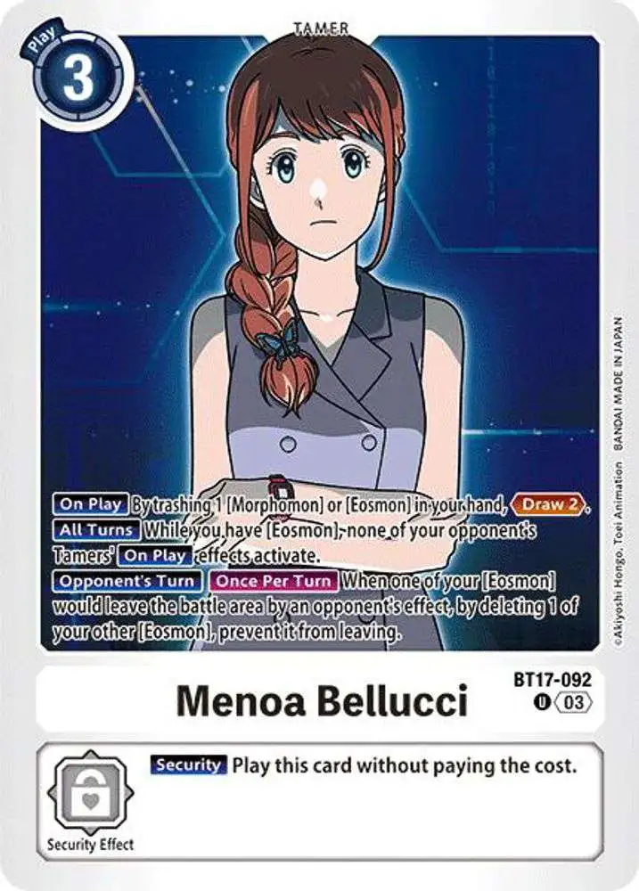 Digimon Trading Card Game Secret Crisis Uncommon Menoa Bellucci BT17-092