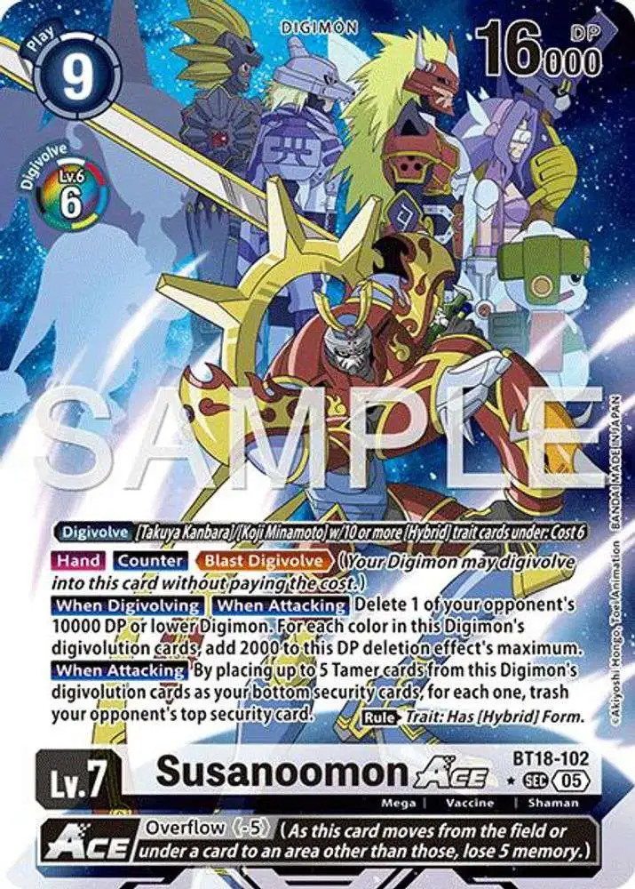 Trading Card Game Advanced Booster Digimon Generation Secret Rare  Susanoomon ACE BT18-102 [Alternate Art]