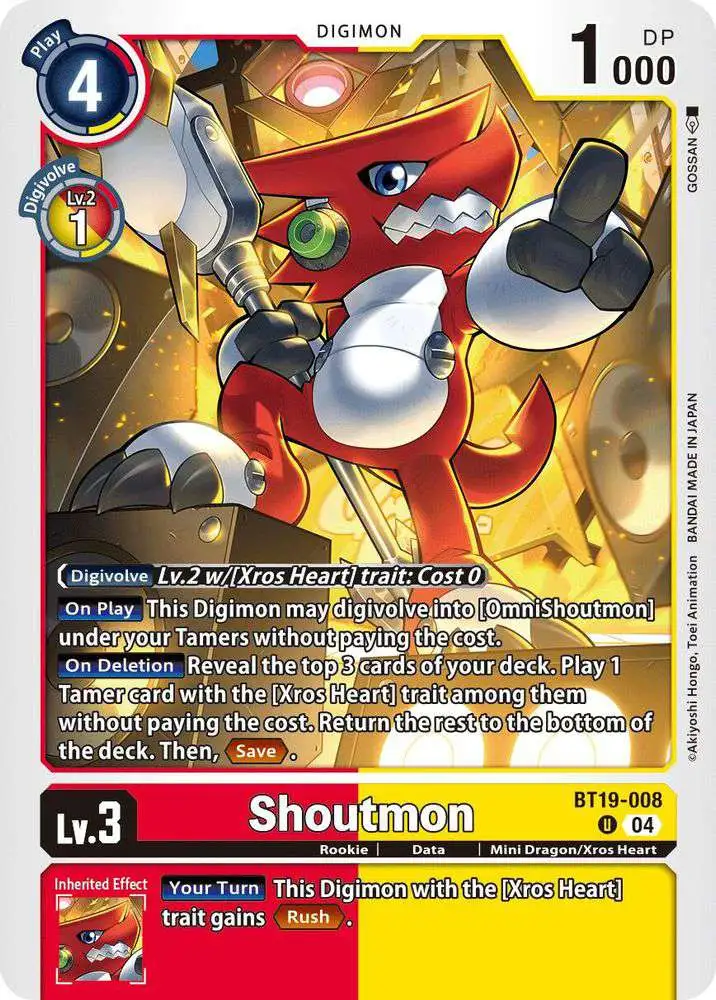 Digimon Trading Card Game Release Special Booster 2.5 Uncommon Shoutmon BT19-008
