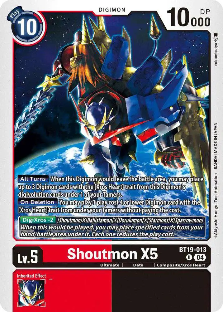 Digimon Trading Card Game Release Special Booster 2.5 Uncommon Shoutmon X5 BT19-013