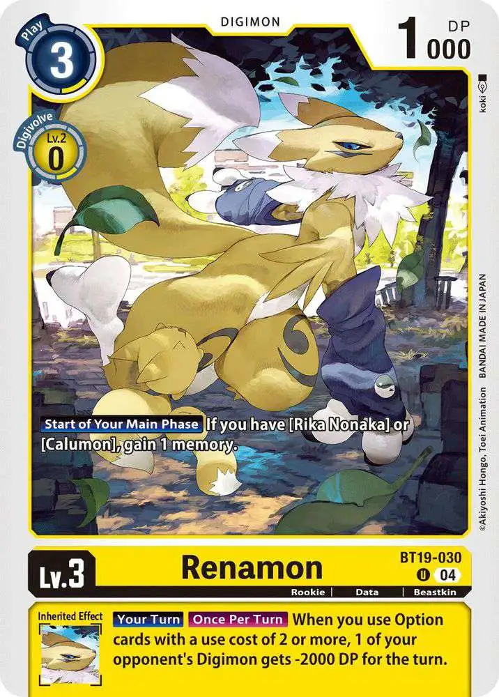 Digimon Trading Card Game Release Special Booster 2.5 Uncommon Renamon BT19-030