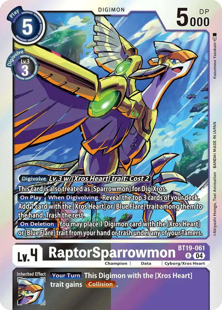 Digimon Trading Card Game Release Special Booster 2.5 Rare RaptorSparrowmon BT19-061