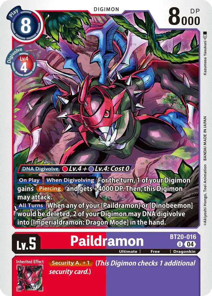 Digimon Trading Card Game Release Special Booster 2.5 Uncommon Paildramon BT20-016