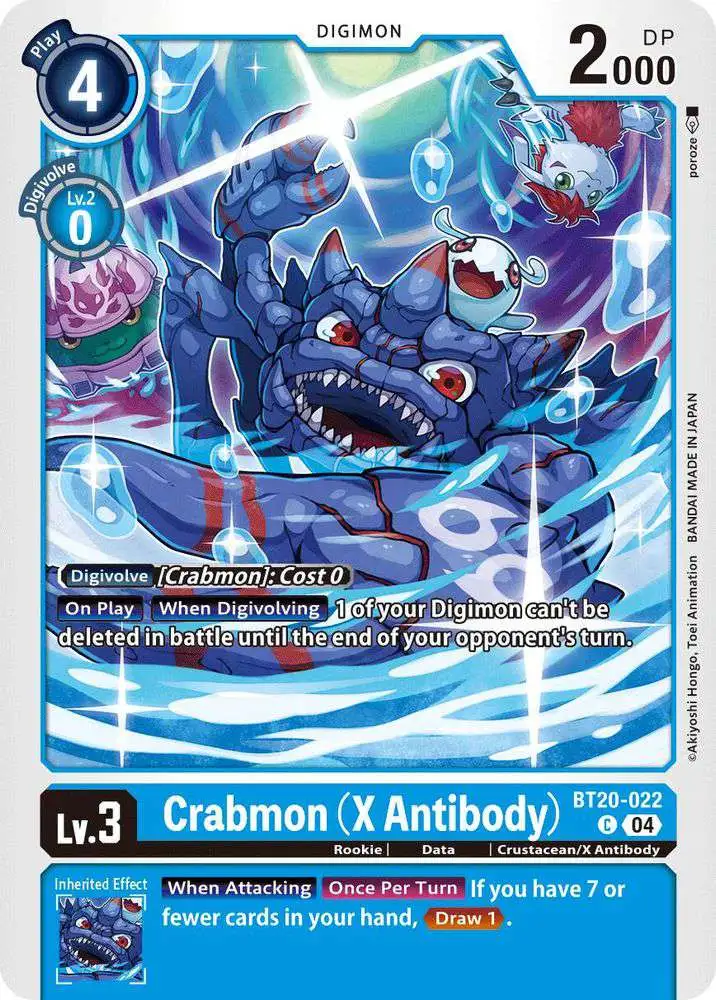 Digimon Trading Card Game Release Special Booster 2.5 Common Crabmon (X Antibody) BT20-022
