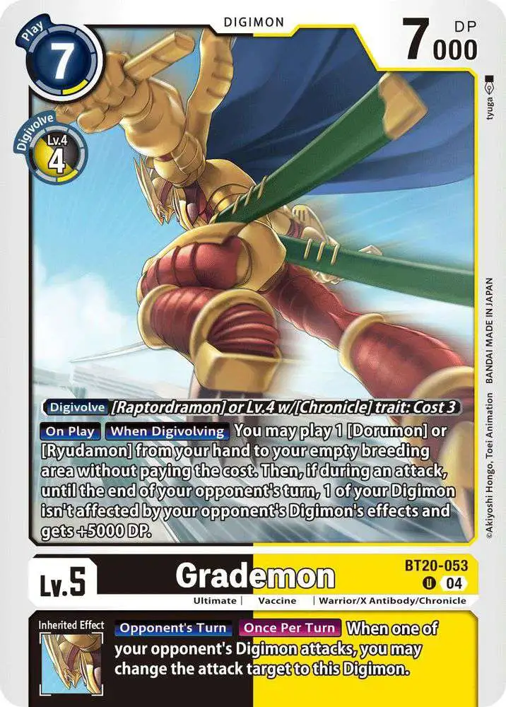 Digimon Trading Card Game Release Special Booster 2.5 Uncommon Grademon BT20-053