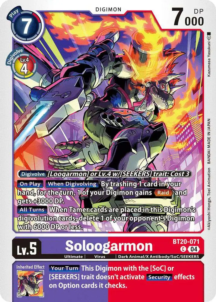 Digimon Trading Card Game Release Special Booster 2.5 Common Soloogarmon BT20-071