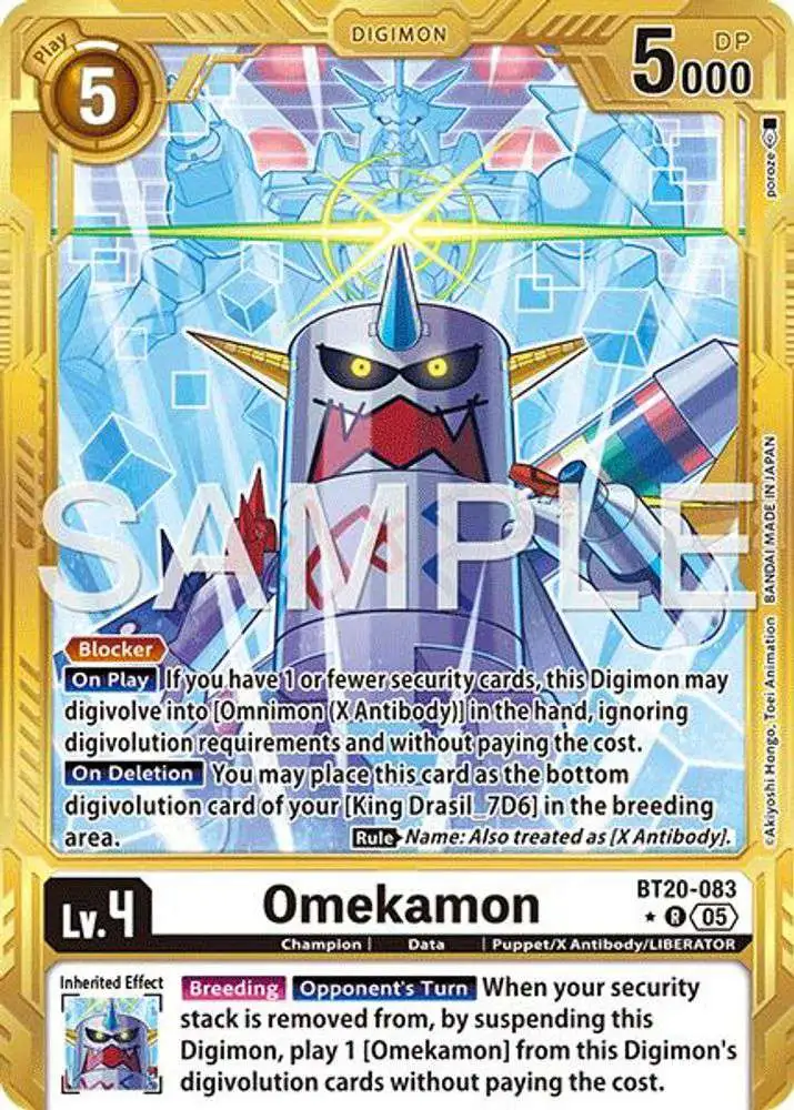 Digimon Trading Card Game Advanced Booster Digimon Generation Single Card  Rare Omekamon BT20-083 Gold Border - ToyWiz