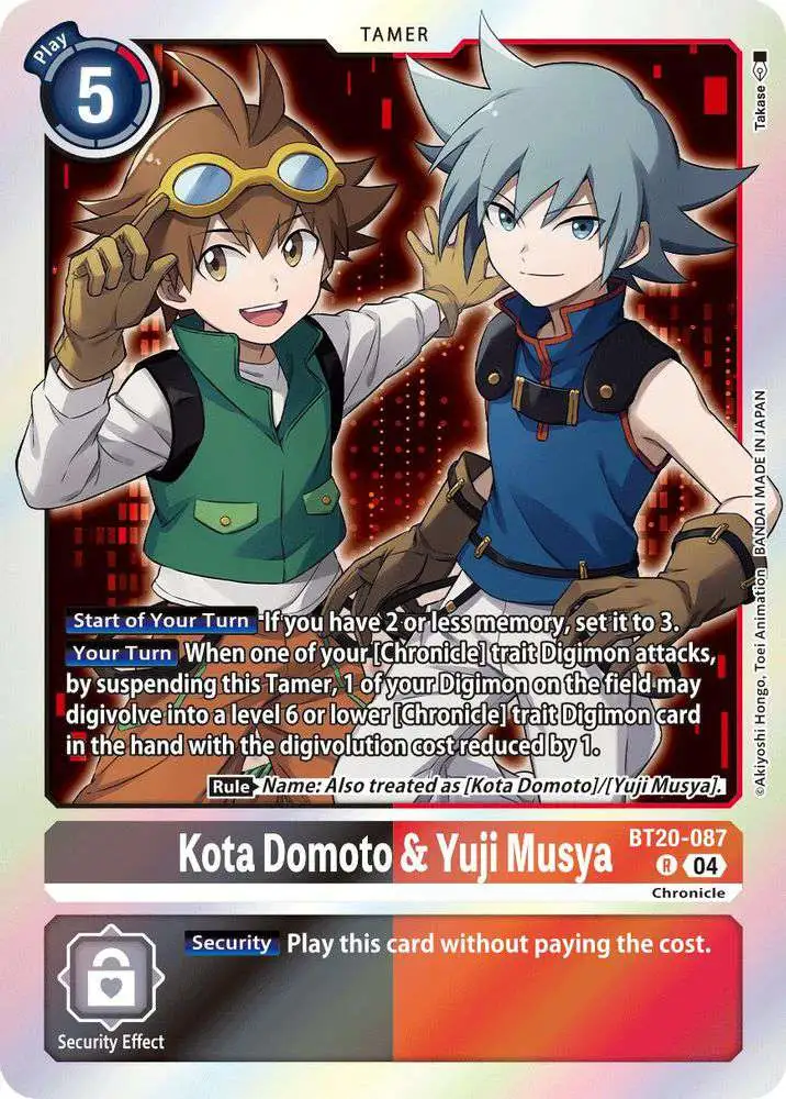 Digimon Trading Card Game Release Special Booster 2.5 Single Card Rare Kota  Domoto Yuji Musya BT20-087 - ToyWiz