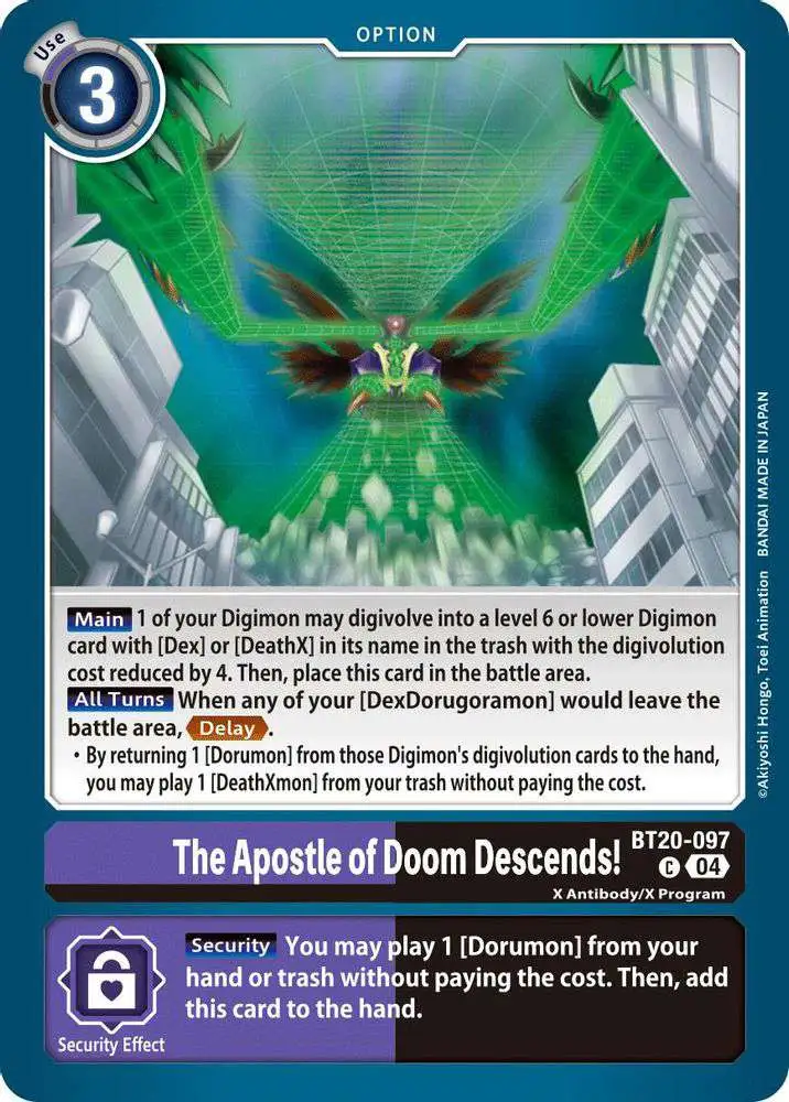 Digimon Trading Card Game Release Special Booster 2.5 Common The Apostle of Doom Descends! BT20-097