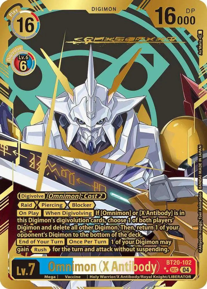 Digimon Trading Card Game Release Special Booster 2.5 Single Card Secret  Rare Omnimon X Antibody BT20-102 Textured - ToyWiz