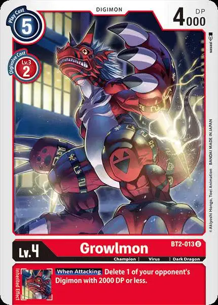 Digimon Trading Card Game Release Special Booster Uncommon Growlmon BT2-013