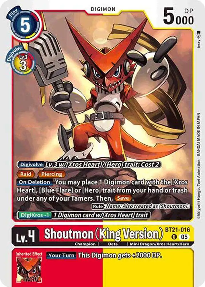 Digimon Trading Card Game World Convergence Uncommon Shoutmon BT21-016 [King Version]