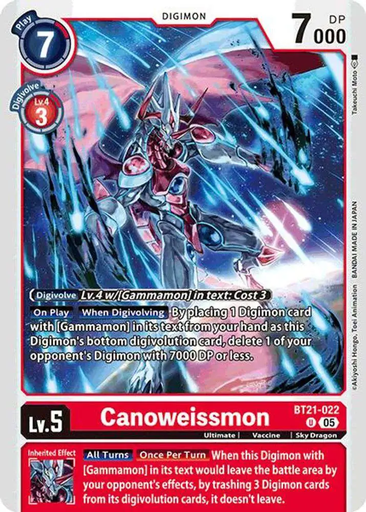 Digimon Trading Card Game World Convergence Uncommon Canoweissmon BT21-022