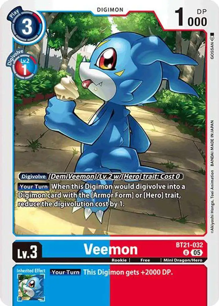 Digimon Trading Card Game World Convergence Uncommon Veemon BT21-032