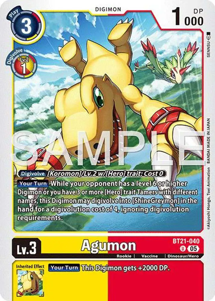 Trading Card Game Advanced Booster Digimon Generation Uncommon Agumon BT21-040 [Reprint]
