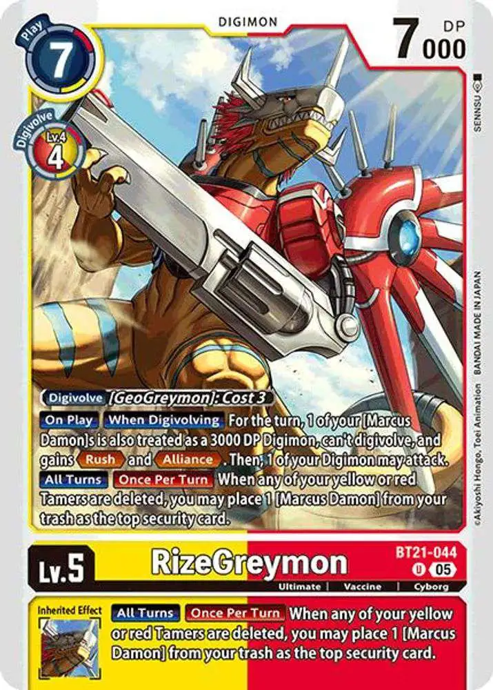Digimon Trading Card Game World Convergence Uncommon RizeGreymon BT21-044