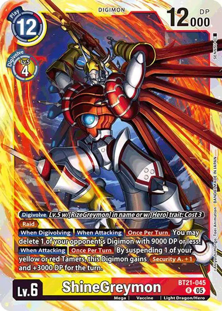 Digimon Trading Card Game World Convergence Rare ShineGreymon BT21-045