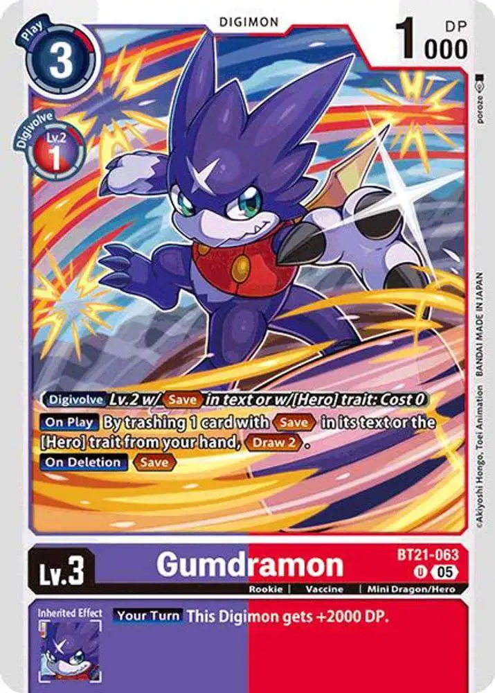 Digimon Trading Card Game World Convergence Uncommon Gumdramon BT21-063