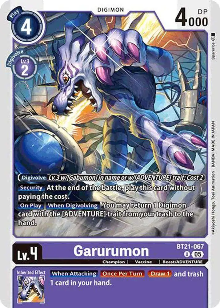 Digimon Trading Card Game World Convergence Uncommon Garurumon BT21-067