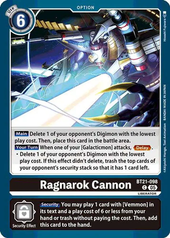 Digimon Trading Card Game World Convergence Common Ragnarok Cannon BT21-098
