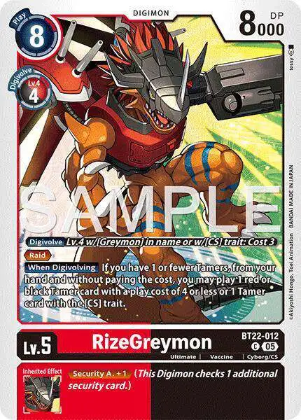 Digimon Trading Card Game Cyber Eden Common RizeGreymon BT22-012