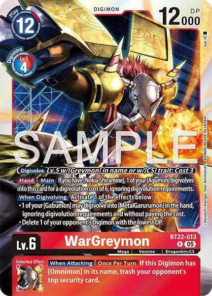 Digimon Trading Card Game Cyber Eden Rare WarGreymon BT22-013