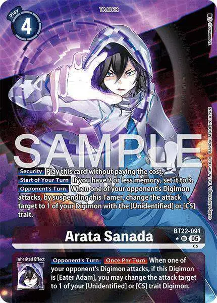 Digimon Trading Card Game Cyber Eden Super Rare Arata Sanada BT22-091 [Alternate Art]