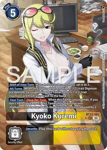 Digimon Trading Card Game Cyber Eden Secret Rare Kyoko Kuremi BT22-101 [Alternate Art]