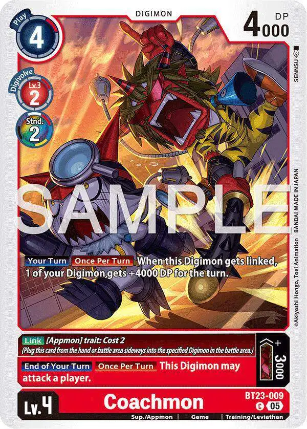 Digimon Trading Card Game Hackers' Slumber Common Coachmon BT23-009