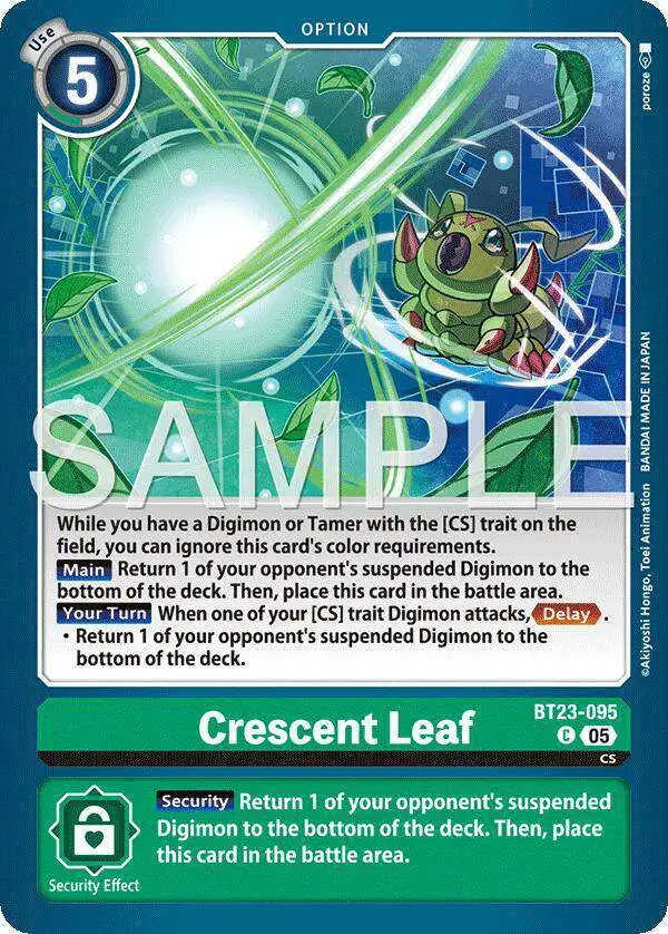 Digimon Trading Card Game Hackers Slumber Single Card Common Crescent Leaf  BT23-095 - ToyWiz