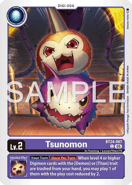 Digimon Trading Card Game Time Stranger Common Tsunomon BT24-007