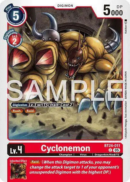 Digimon Trading Card Game Time Stranger Common Cyclonemon BT24-011