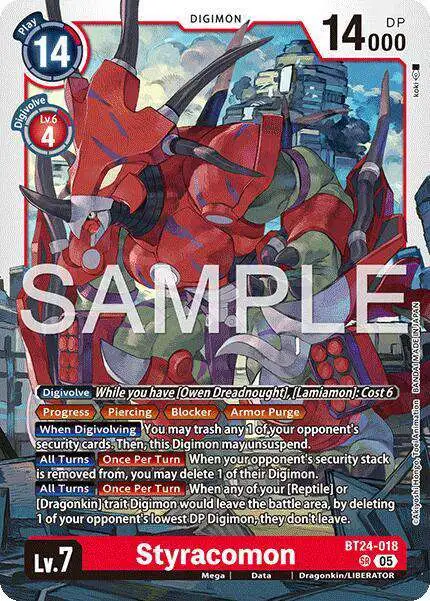 Digimon Trading Card Game Time Stranger Super Rare Styracomon BT24-018