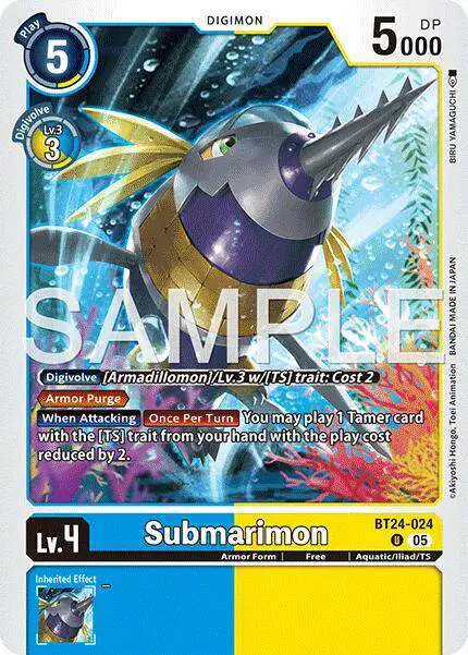 Digimon Trading Card Game Time Stranger Uncommon Submarimon BT24-024