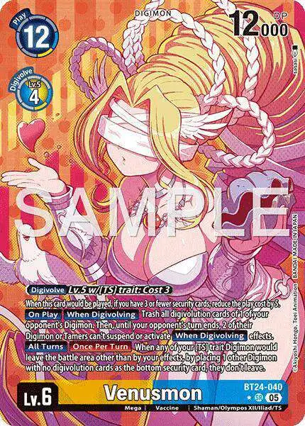 Digimon Trading Card Game Time Stranger Super Rare Venusmon BT24-040  [Alternate Art]