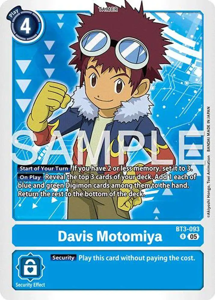 Trading Card Game Advanced Booster Digimon Generation Rare Davis Motomiya BT3-093 [Reprint]