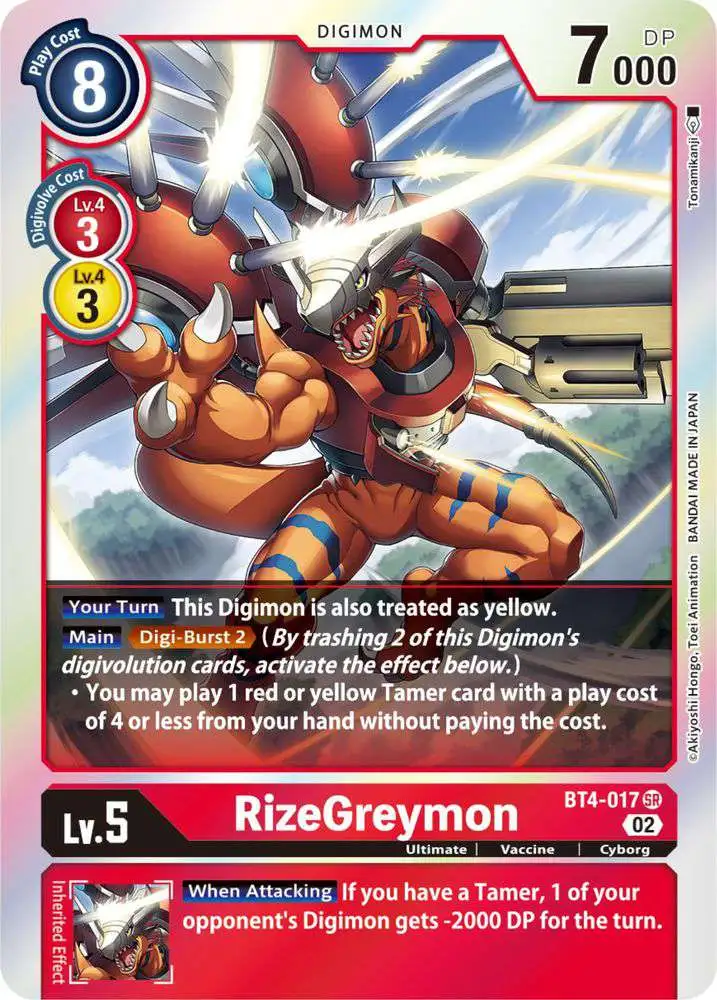 Digimon Trading Card Game Resurgence Booster Super Rare RizeGreymon BT4-017 [Reprint]